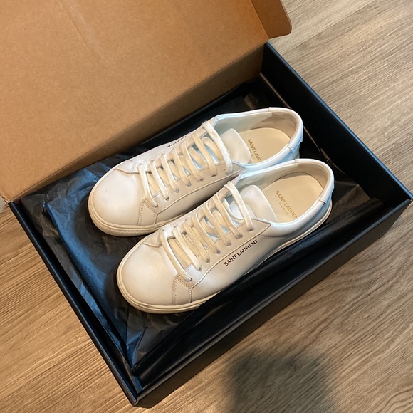SAINT LAURENT Andy Leather Sneakers in White | Women's 35.5 / 5.5 - Picture 13 of 14